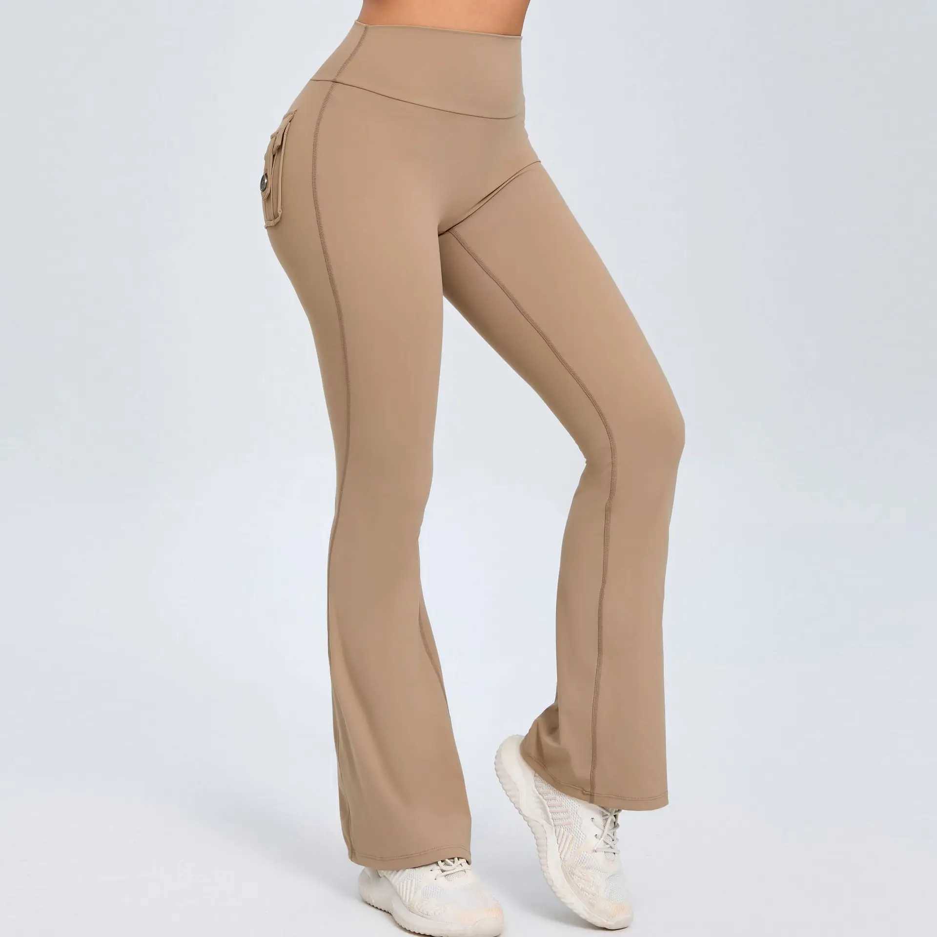 Yoga Outfit Casual Baggy Pocket Pants Sexy High Waist Flared Women Fitness Sweatpants Female Push Up Dance Trousers Gym Workout H250207
