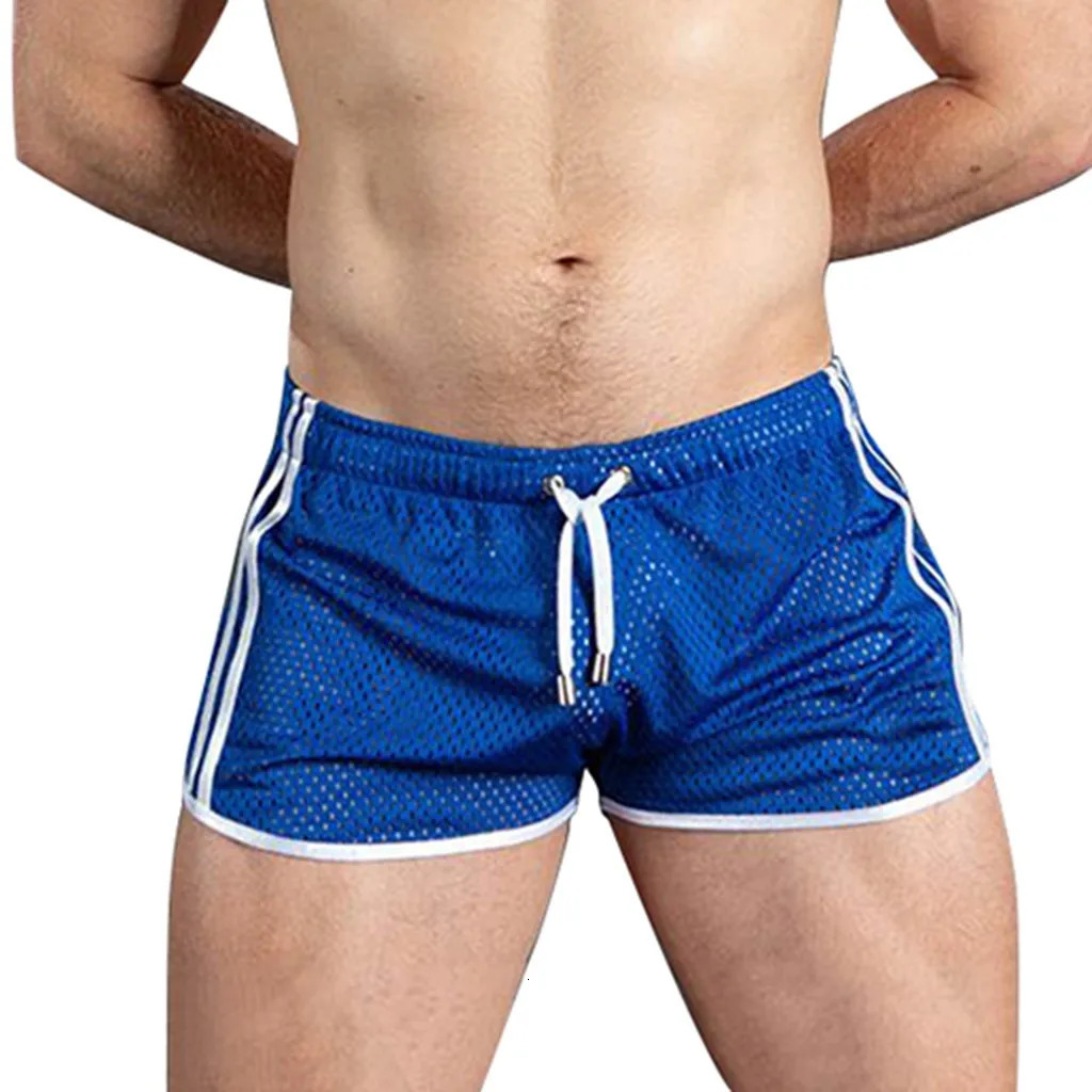 Mens Sport Running Shorts Quick Dry Grid Workout Short Pants 2025 Summer Cool Breathable Mesh Men Beach Swim Sweatpants 250208Z