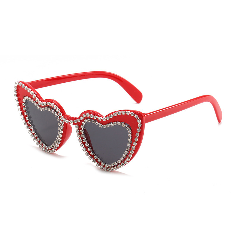 Stage Wear Dance Accessories Diamond-set sunglasses Peach heart cute sunglasses Hipster glasses