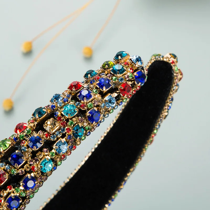 Hand Sewn Baroque Headbands Rhinestones Sponge Padded Hairbands Exquisite Wedding Brided Headpiece 250207