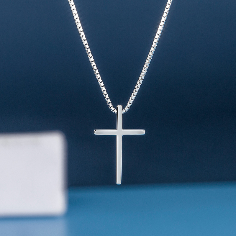 2025 Ins Top Sell Simple Fashion Cross Pendant Women Jewelry Real 100% 925 Sterling Silver High Quality Lady Party Clavicle Necklace For Lover Gift
