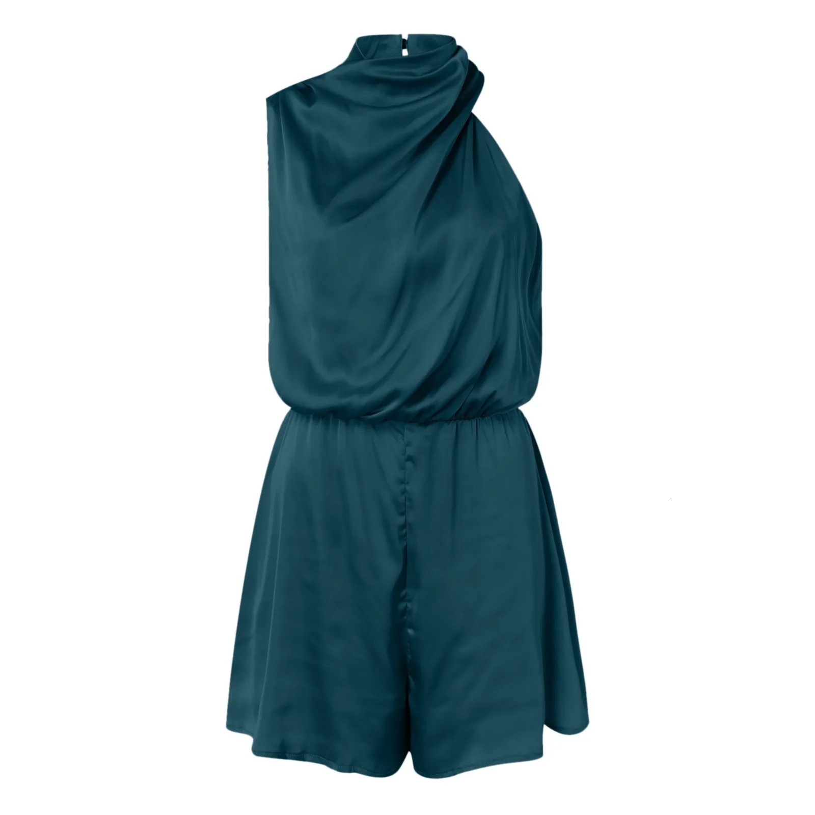 Solid Color Satin Dress Sexy Mock Neck Bodycon Night Birthday Party Dresses Off Shoulder Holiday Women Summer Robe Femme 250208wtt