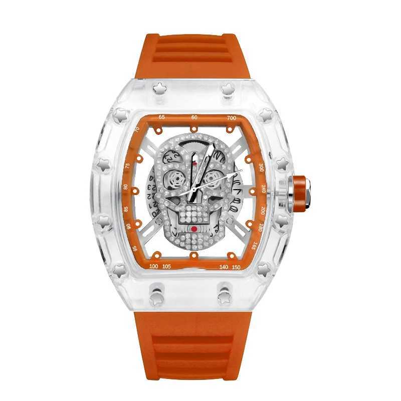 UTHAI L122 New Watch For Men High Beauty Trendy Sports Hollow Transparent Ghost Head Waterproof Wine Bucket Male Clock Watches Z250207