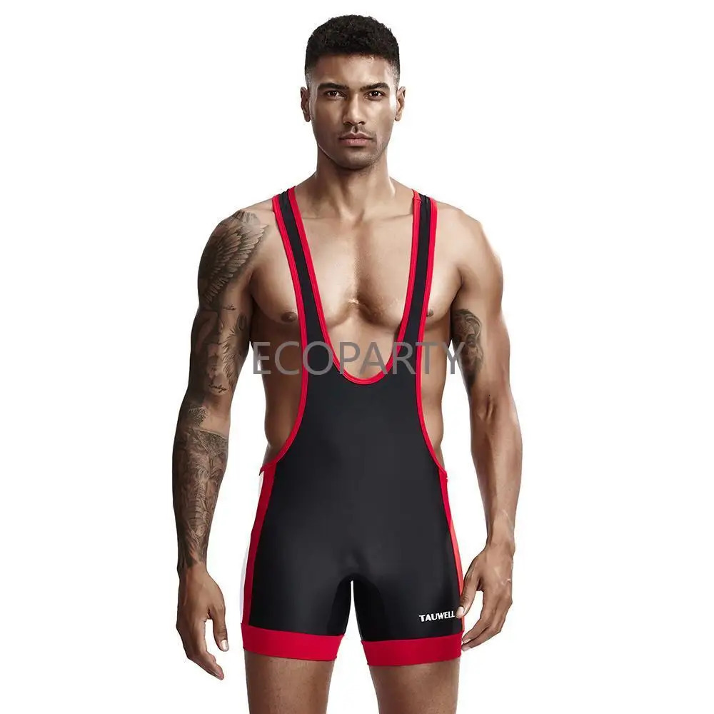 Mens Bodysuit Leotard Wrestling Powerlifting Singlet Fitness Workout Undershirts Bodybuilding Jumpsuit Shorts Onepiece Bodywear 250207