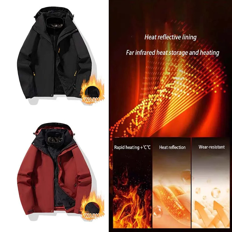 Winter Men Outdoor Waterproof 3in1 Hiking Jacket Women Windproof Windbreaker Camping Sports Antifouling Warm 250207