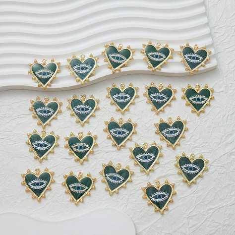 Drop Oil Heart-shaped Pearl Pendant Demon Eyes diy Lucky Blue Eye Earrings Necklace accessory