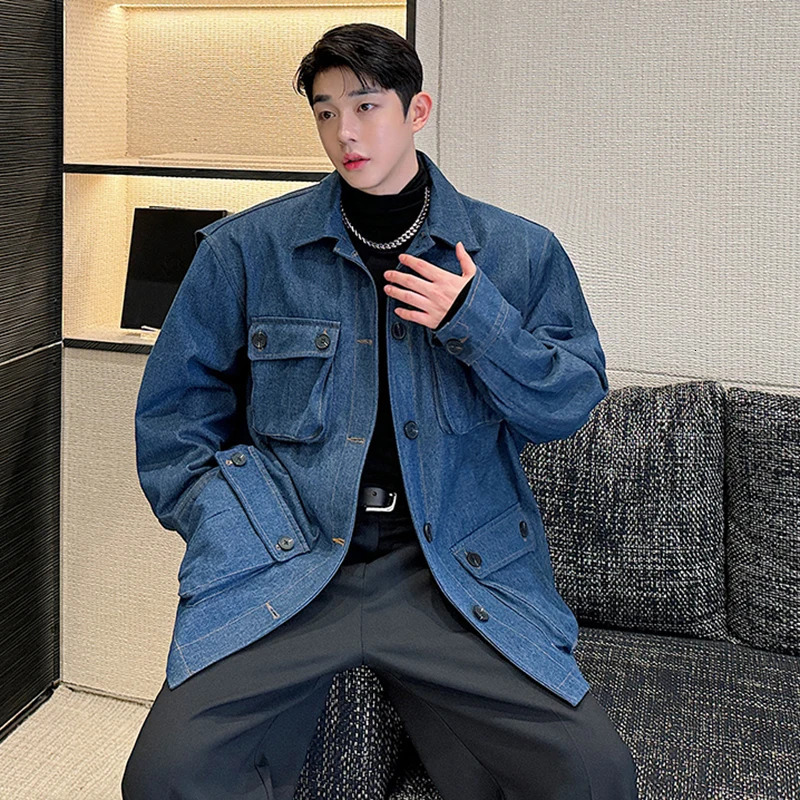 LUZHEN Workwear Multi Pocket Washed Denim Jacket Original Niche n Loose Trendy Retro Coats Male Clothing LZ6487 250207