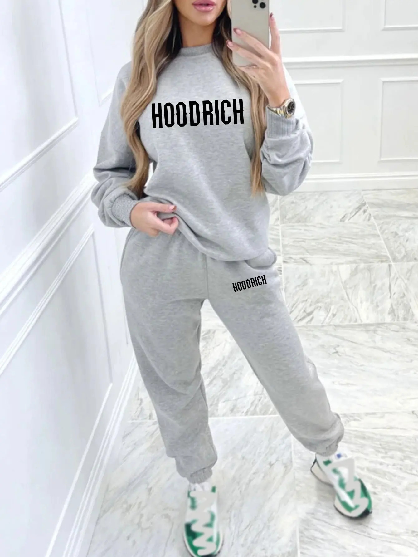 women Hoodiessweatpant set Hip Hop Street Casual Printed HoodRich Oversize Loose Sweatshirts Autumn Warm Fleece Clothing 250110
