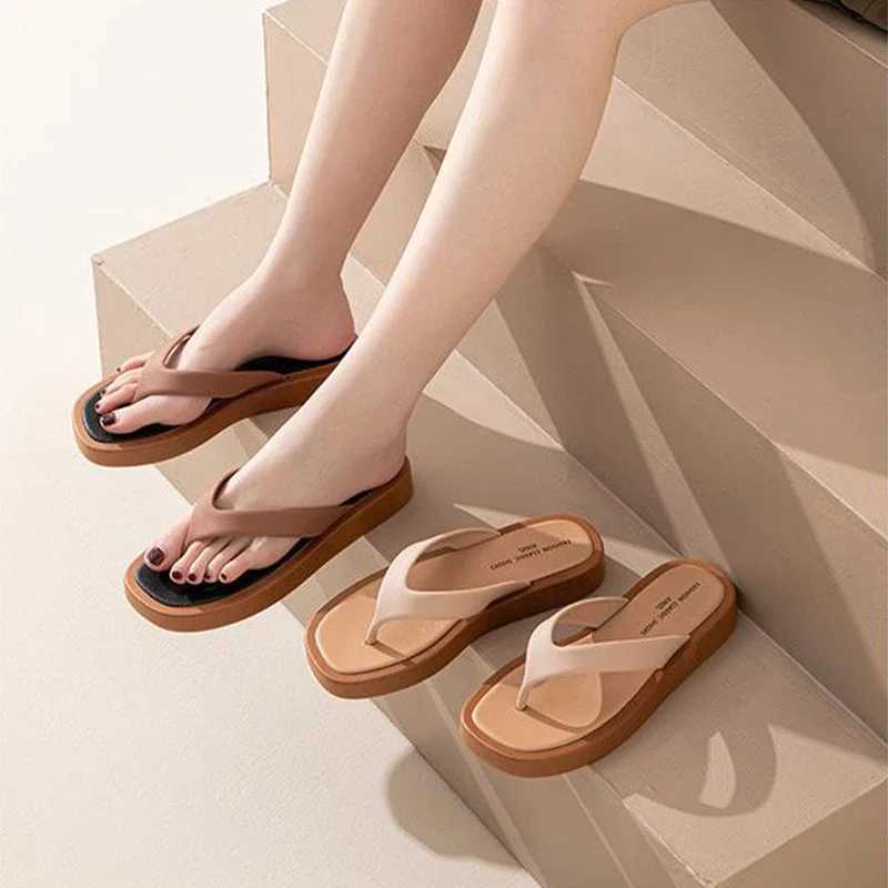 Classic Black/white Mixed Color Platform Flip Flops Women Thick Bottom Thong High Quality Leather Jandal Sandals Women Z250208