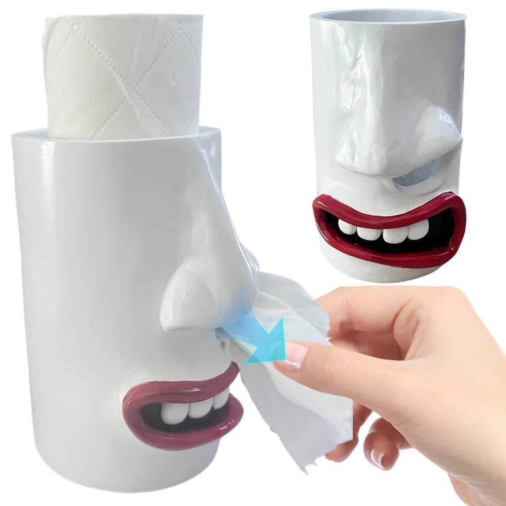 Funny Face Tissue Holder Novelty Tissue Dispenser Unique Toilet Paper Holder Night Stand Face Tissue Organizer for He Off Y250208