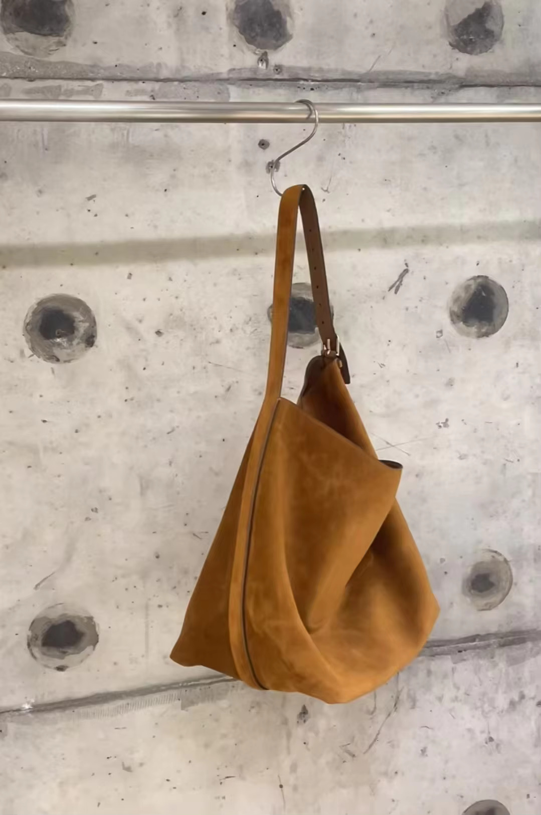 Jenny&Dave Minimalist Vintage Suede Frosted Cowhide Bucket Genuine Leather Commuter Large Capacity Tote Bag Women