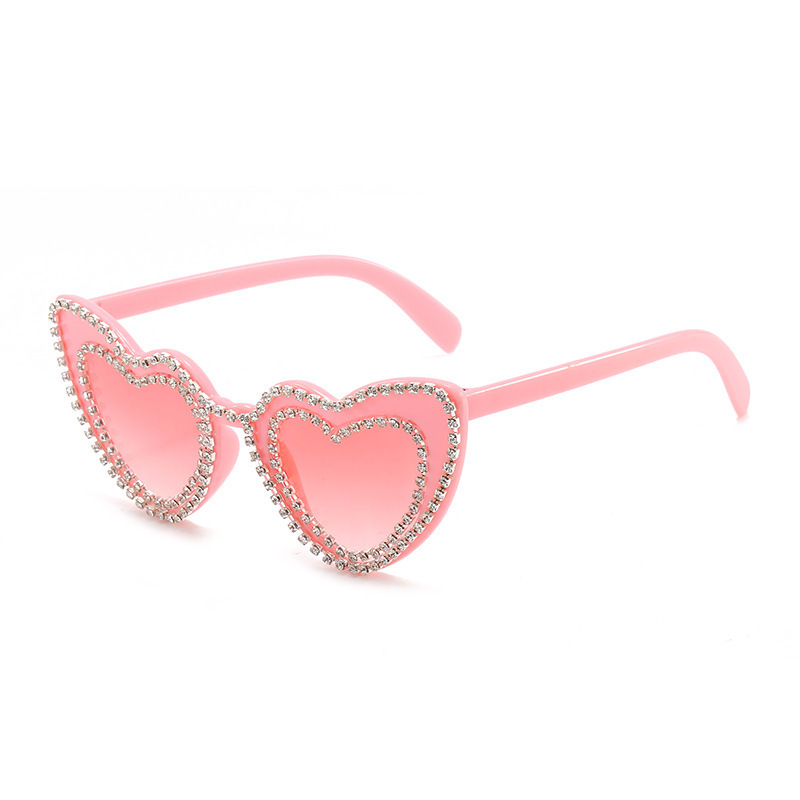 Stage Wear Dance Accessories Diamond-set sunglasses Peach heart cute sunglasses Hipster glasses