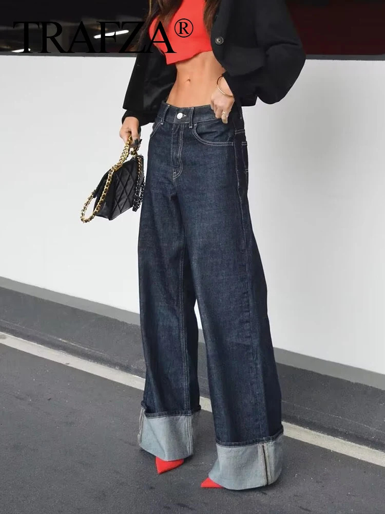 TEAFZA Vintage Women Patchwork Denim Jacket Pant Sets Long Sleeve Cropped CoatHigh Waist Wide Leg Pants Streetwear Suit 250207