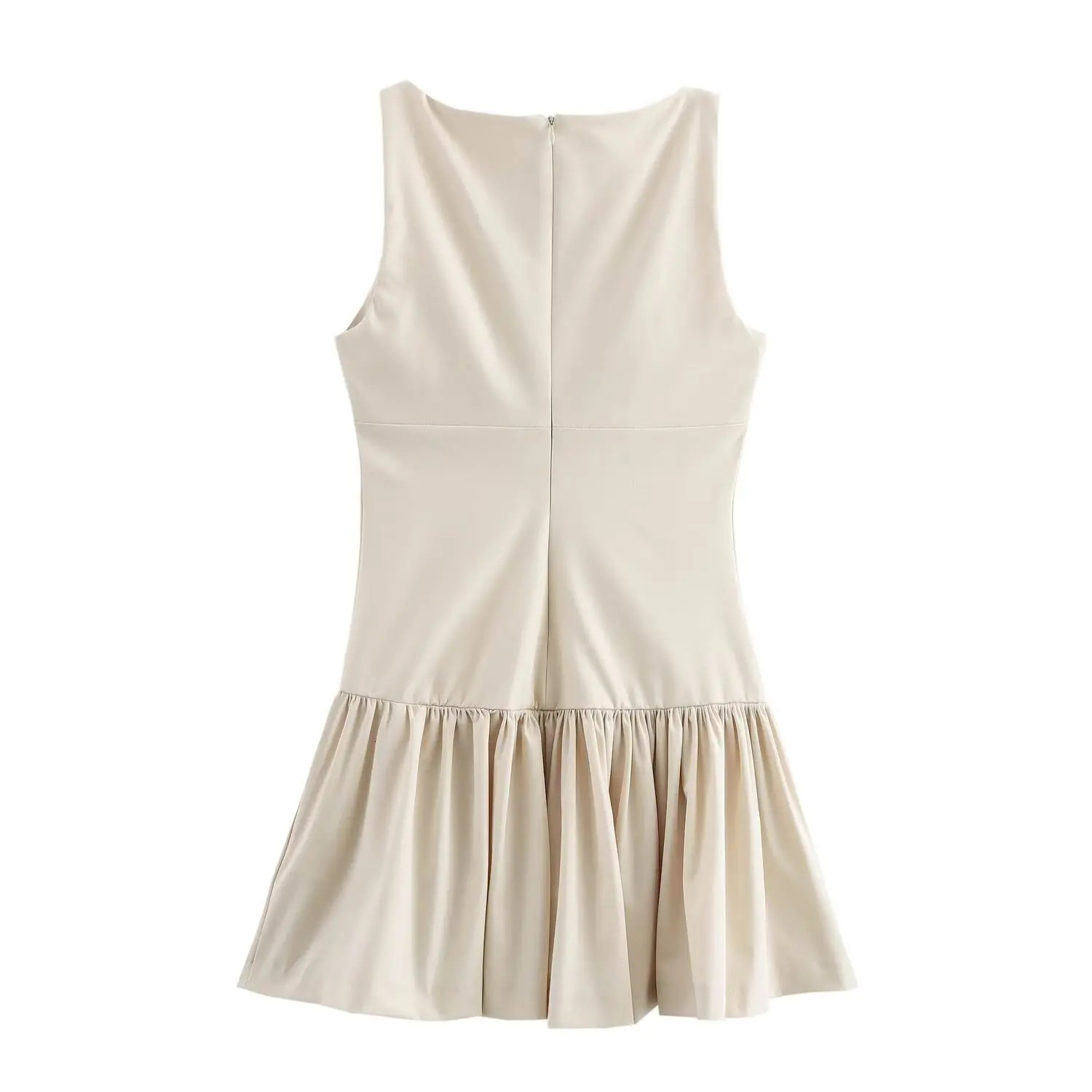 TRAF Bow Pleated Short Dresses for Women Sleeveless Mini Dress Woman 2024 off Shoulder Party Womens Bodycon Female 250206