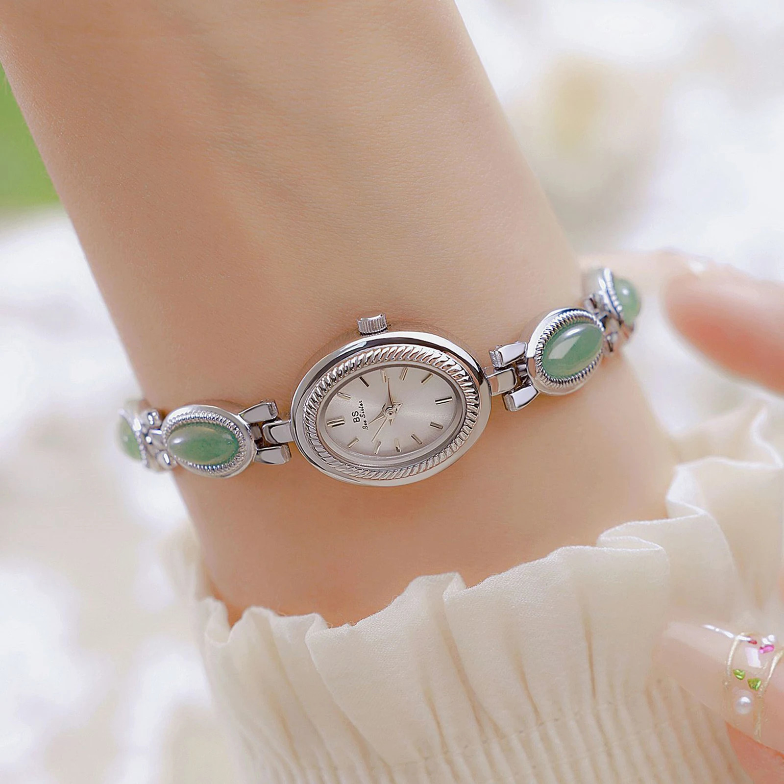 High-end Ladies Watches Elegant Green Jewelry Jade Quartz Bracelet Wristwatch gifts for women 2025 Fashion dress Watch 250221
