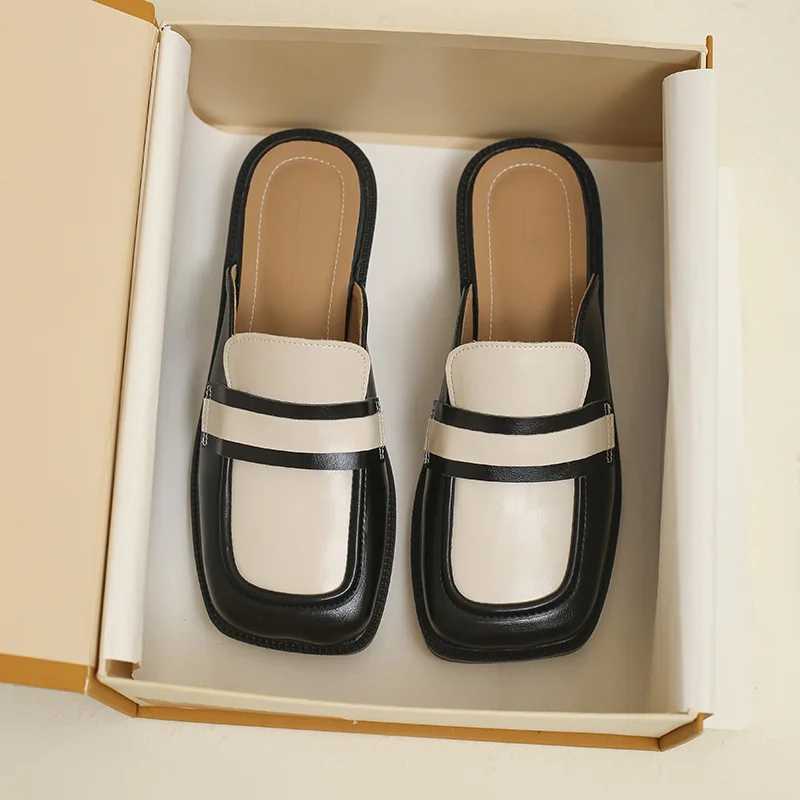 Slip-on French Half for Women England Party Sandals Loafer Dress Shoes Mules Slides Brand Designer Summer New 2024 Z250208