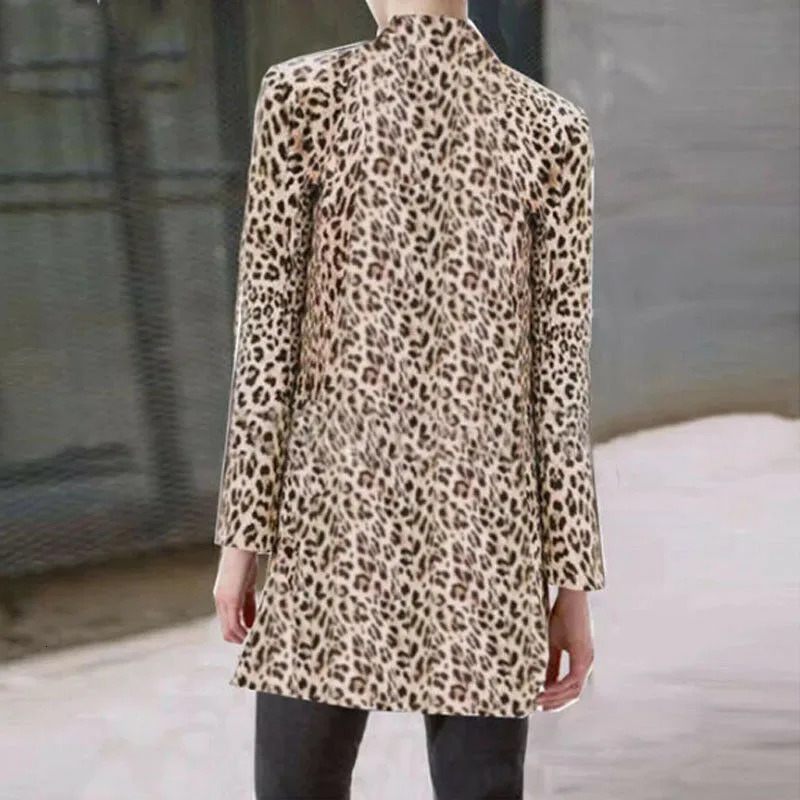 Leopard Blazer Womens Long Sleeve Sweatshirt Cardigan Top Leopard Print Coat Formal Set Womens Fashion Coat 250207