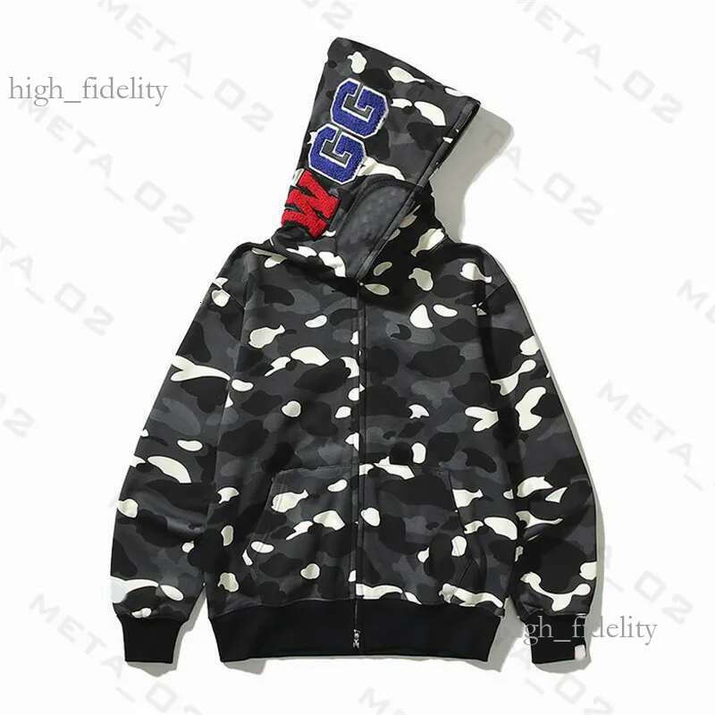 Hoodies Camo Shark Full Zip Mens Womens Deisigners Hoodie Fashion Hoody Stylist Bapelies Hoodie 883