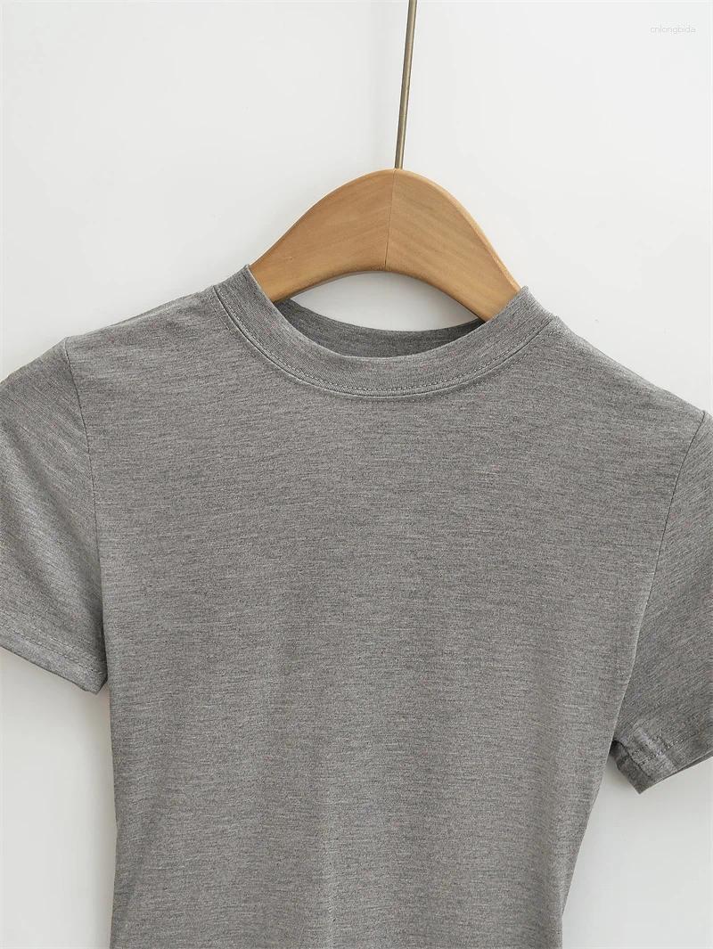 Womens T Shirts 2025 High Quality Casual Shirt Sexy Slim Short Sleeves Fashion Trend Solid Women Clothing Tops