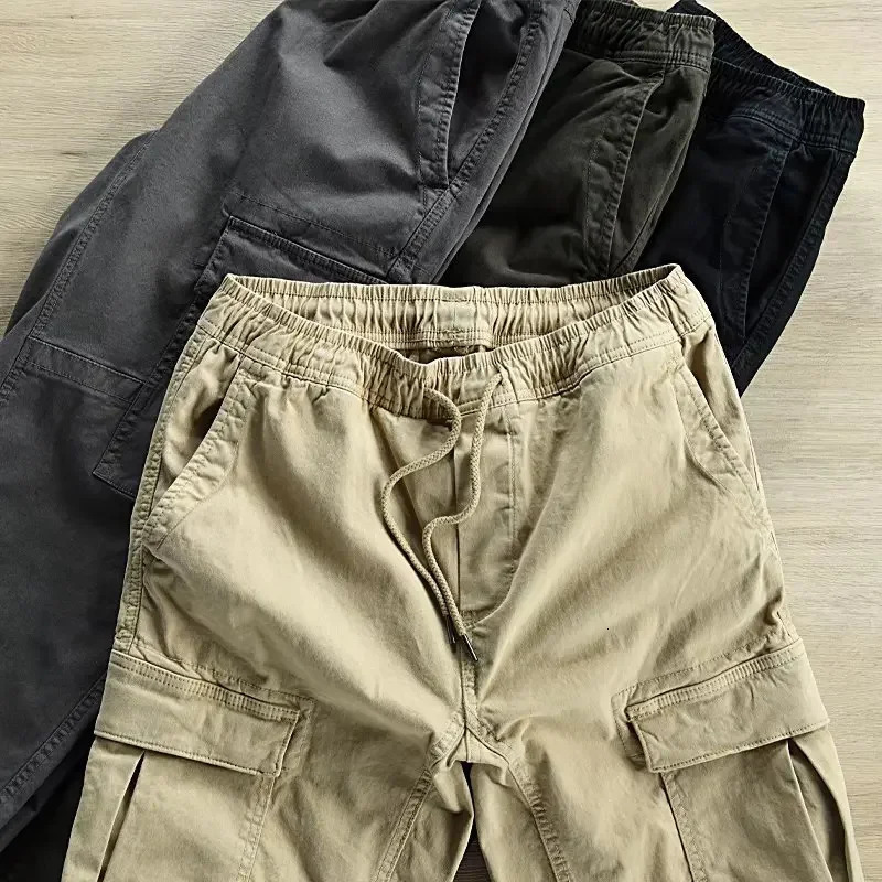 Mens Loose-fit Casual Pants Sweatpants Workwear Japanese Style Trendy Cargo Pants For Active Wear Men Clothing 250207