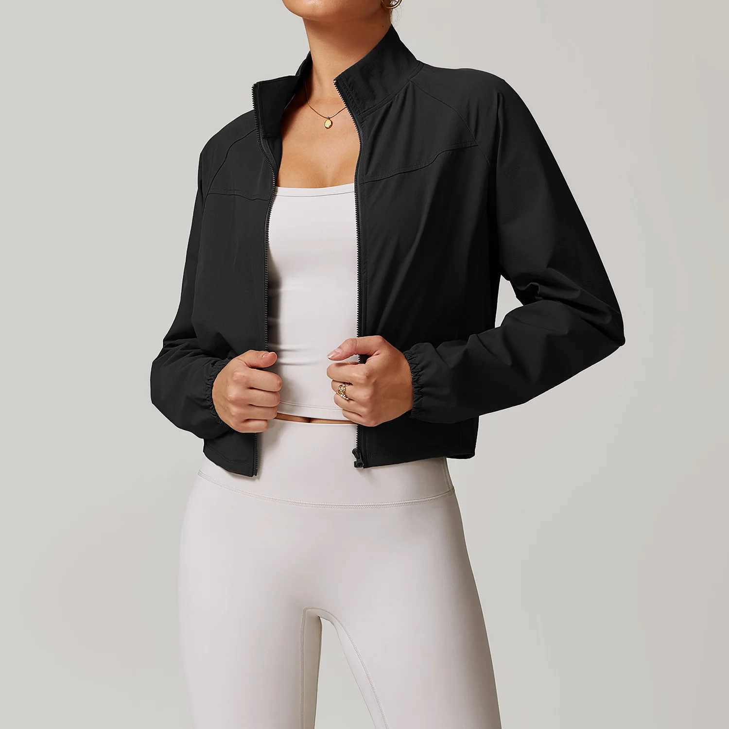 Yoga Outfit Long Sleeve Pocket Sports Jacket Women Zip Fitness Shirt Gym Top Activewear Running Coats Workout Clothes Woman H250207