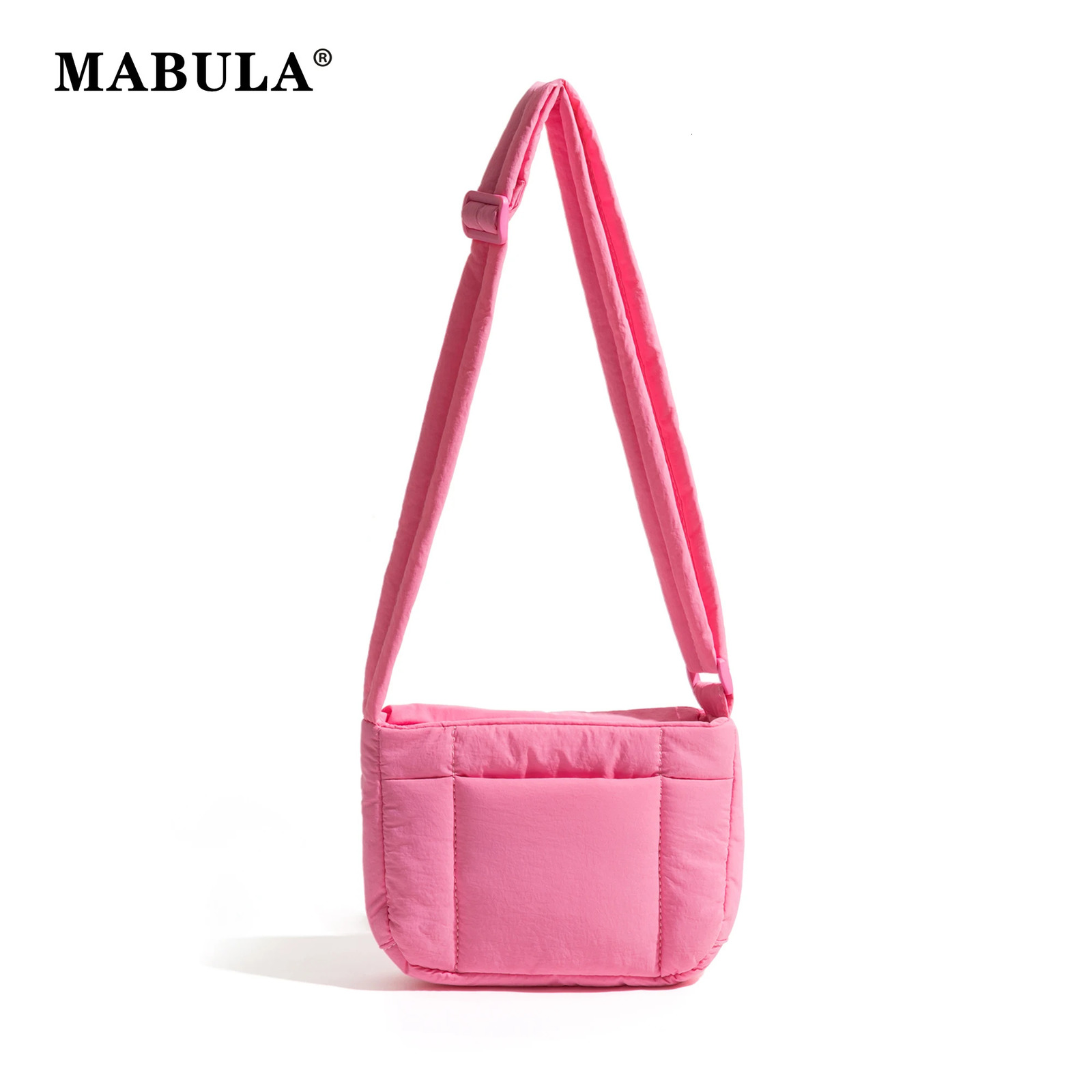 MABULA Pink Messenger Puffer Bag Quilting Sling Cross Body Small Fashion Women Shoulder Padded Pack 250120