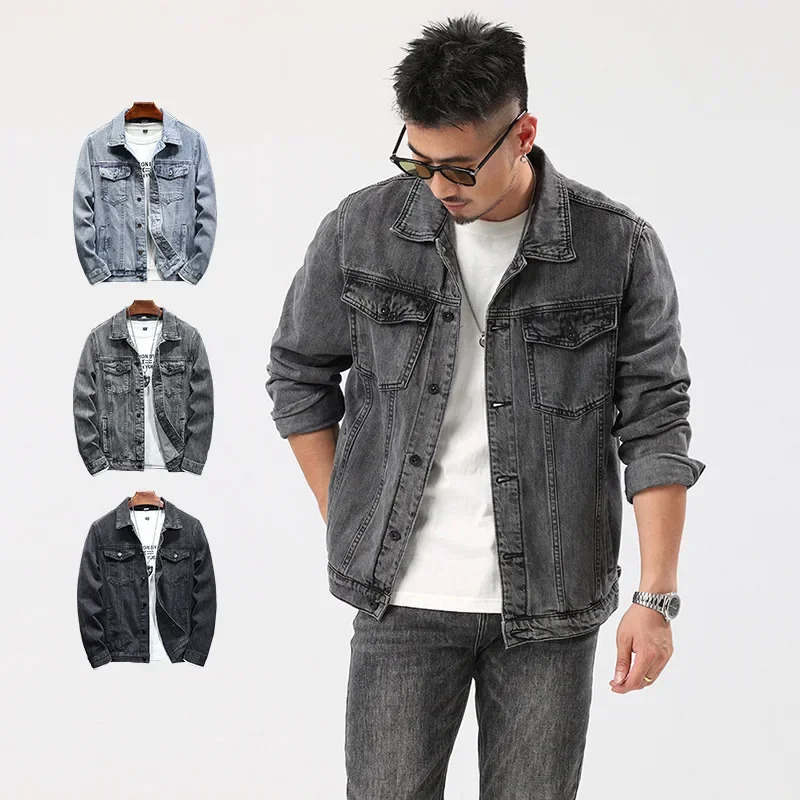 Jackets Men Denim Coats Turn Down Collar Full Sleeve Jacket Single Breasted Coat Casual Regular Simple Autumn Winter 250207