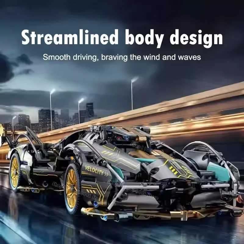 New 1 14 Concept Supercar Building Block Technology Model Racing Car 1280PCS Puzzle Assembled Building Block Toy Childrens GiftC250208