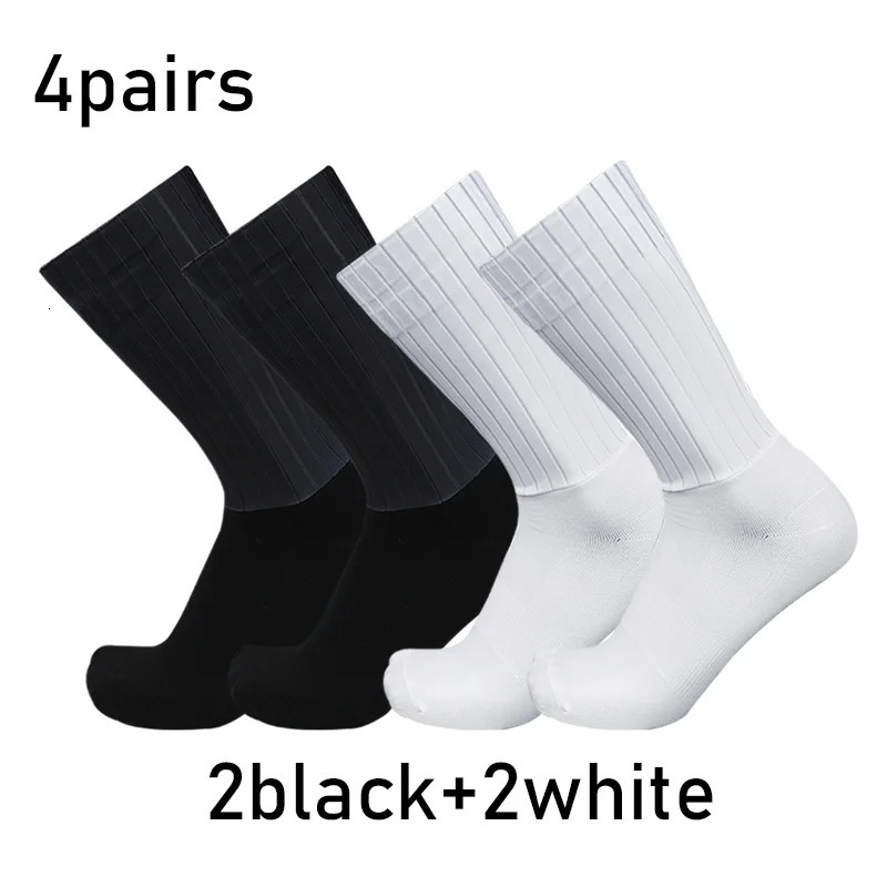 Aero Pure Color Cycling 4pairsset Sports Socks Silicone Nonslip Pro Racing Bicycle Summer Cool Calcetines Ciclismo 250207