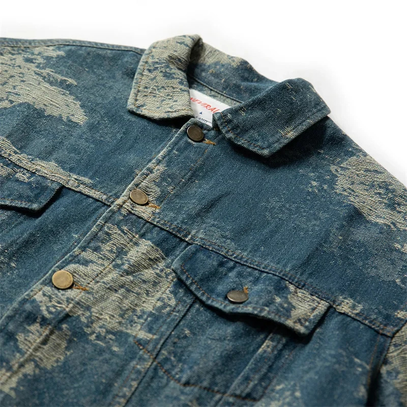 Leisure Heavy Industry high quality worn to make old retro hundred match plankton handsome mens denim work jacket 250207