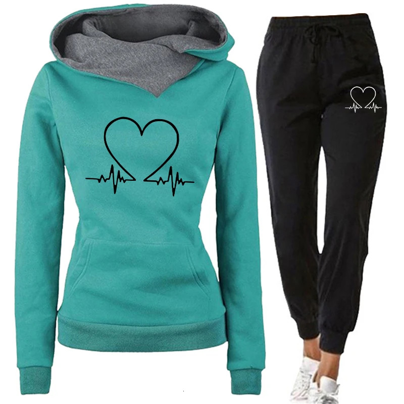 Woman Tracksuit Two Piece Set Winter Warm HoodiesPants Pullovers Sweatshirts Female Jogging Woman Clothing Sports Suit Outfits 250207