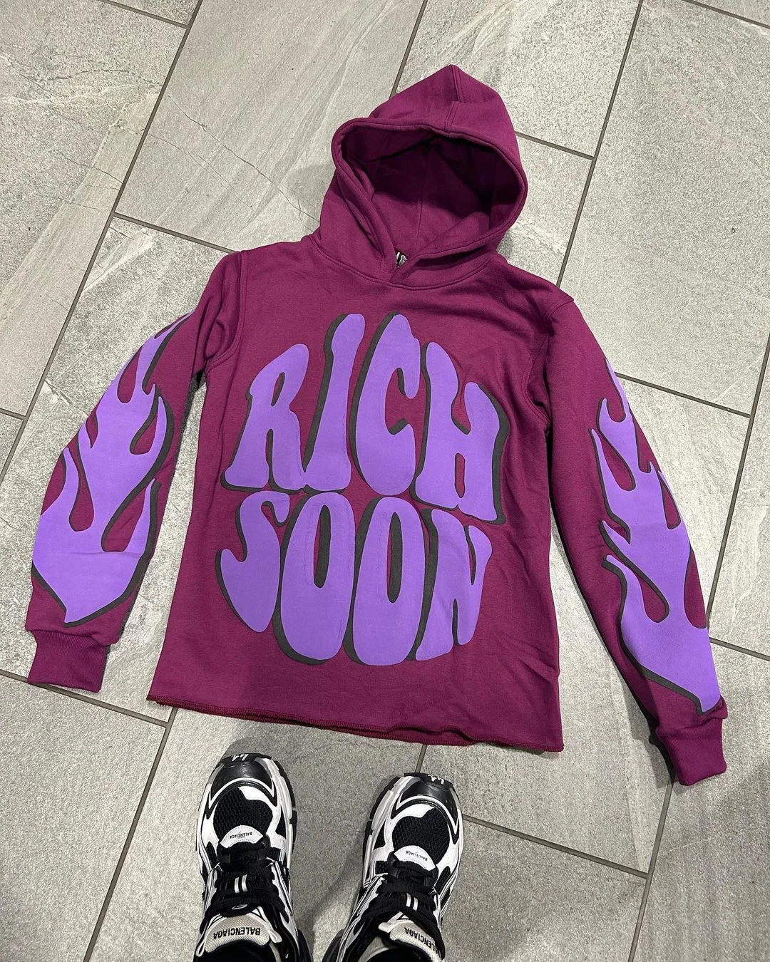 Mens Rich soon Hoodie Loose Sweatshirt Y2k Cute Pullover Fashion Printed Top AutumnWinter Aesthetic Clothing 250207