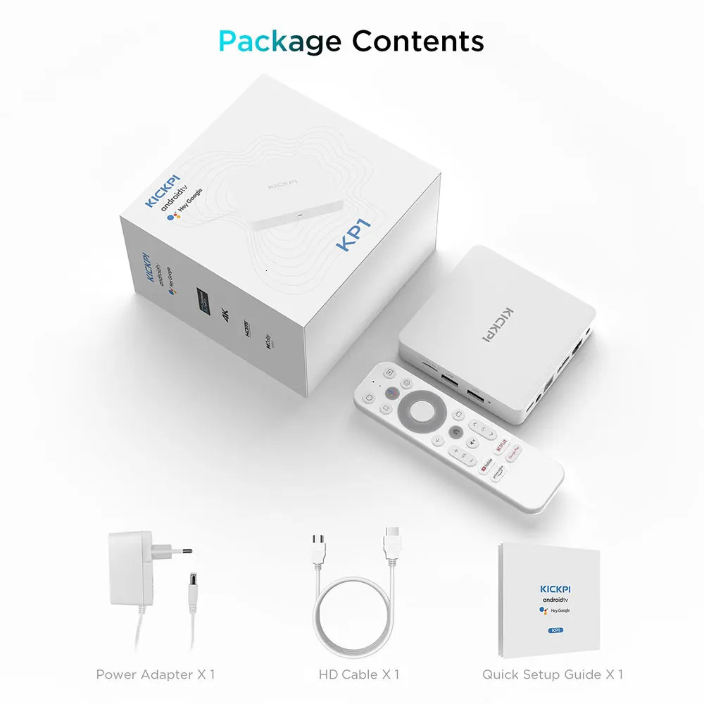 KICKPI KP1 Google Netflix TV Box Android 12 Amlogic S905Y4 2GB 32GB Support AV1 1080P H.265 4K Wifi BT Voice Input Media Player 250121