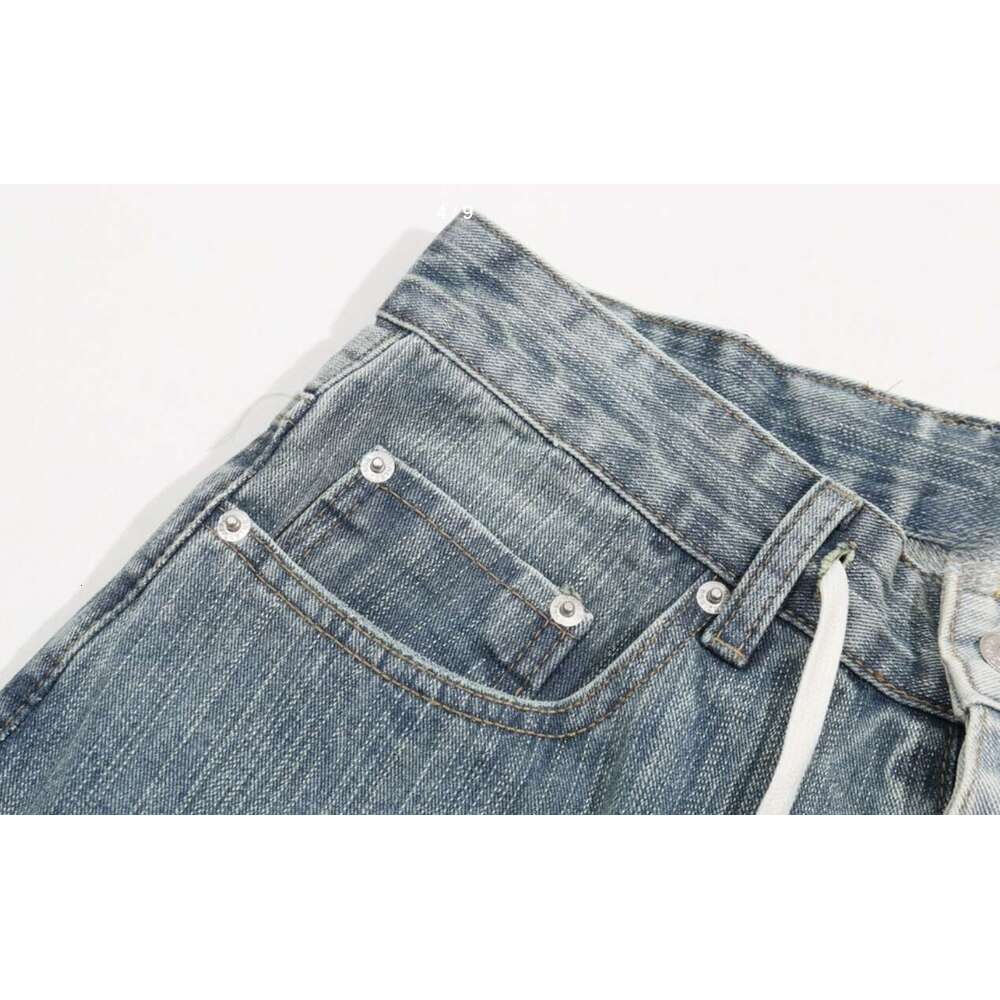 American style patchwork contrasting two tone denim, worn-out distressed casual pants, jeans