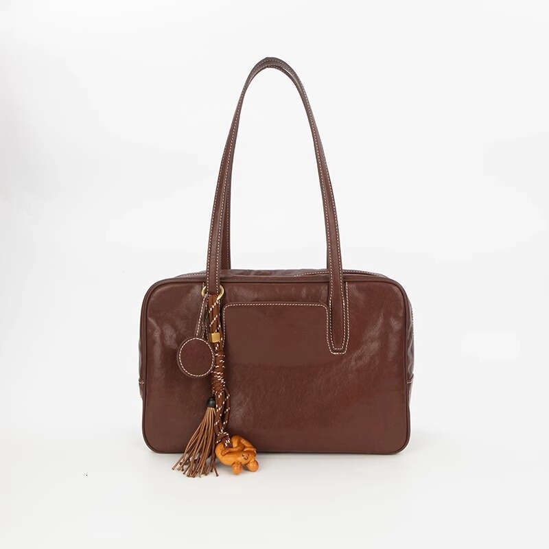 Women's Bags Sugar Bowling New Tanning Leather Handheld Single Shoulder Underarm for Women Crossbody Small Square Bag