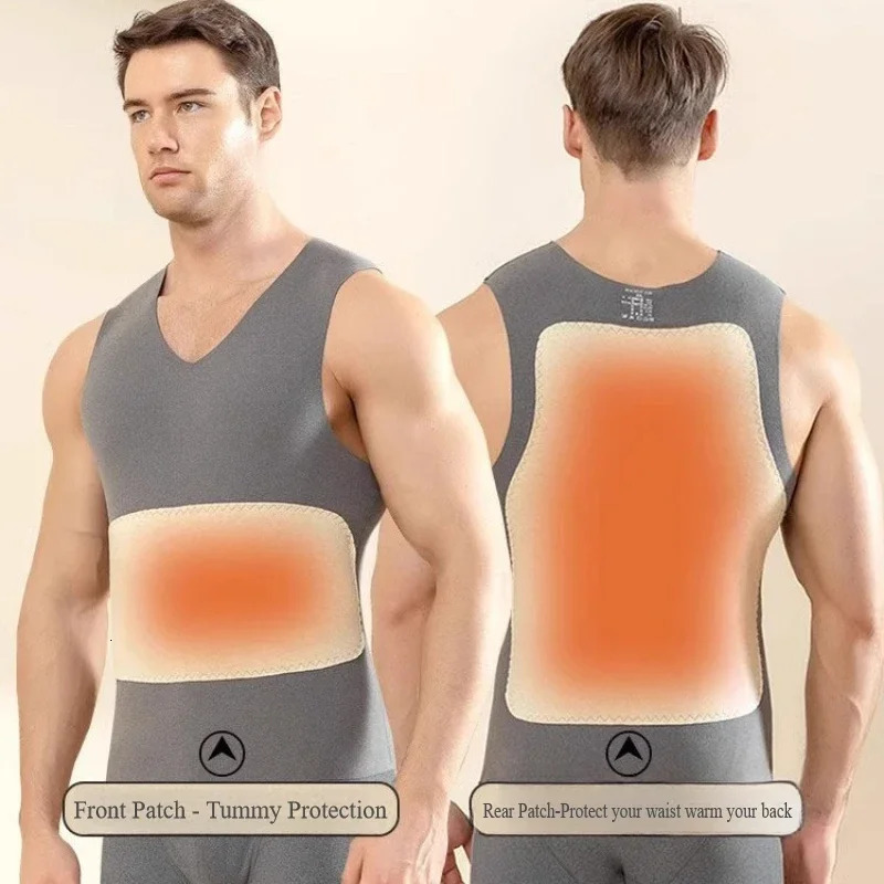 Mens Nonmarking Thermal Undershirt Doublesided Patch Heating Padded Cold Vest Bottoming Fall and Winter Male Tops 2025 250207
