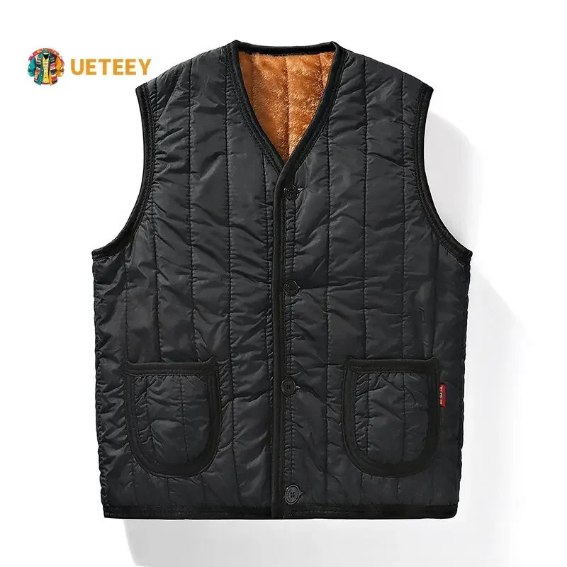 Winter Plus Fleece Thicken Warm Cotton Vest Men Gift for Father Husband Casual Loose Comfortable Sleeveless Jacket Clothing 250110