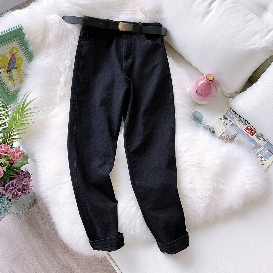 Water Washing High-waisted Straight-leg Jeans Womens Spring and Summer Fashion Loose Haroun Pants Casual Cropped Pants 250206