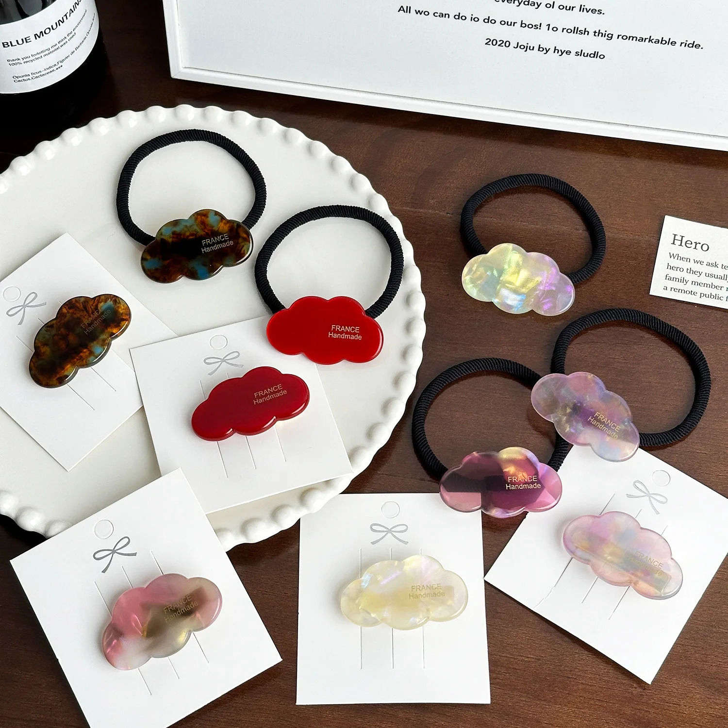 Ins Cloud Shape Acetic Acid Elastic Scrunchie Simple Hair Tie Delicate Cute Duck Beak Clip 250117