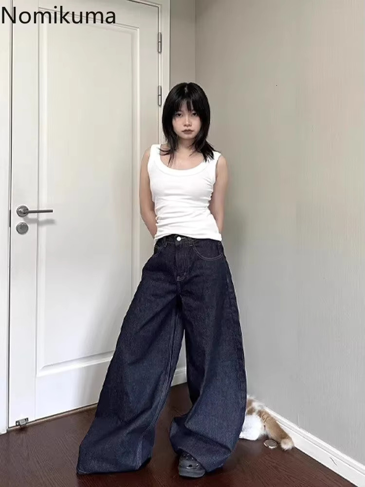 Jeans Women Streetwear Chic Y2k Wide Leg Pants 2024 New Bottms High Waist Straight Denim Trousers Casual Korean Pantalon Femme