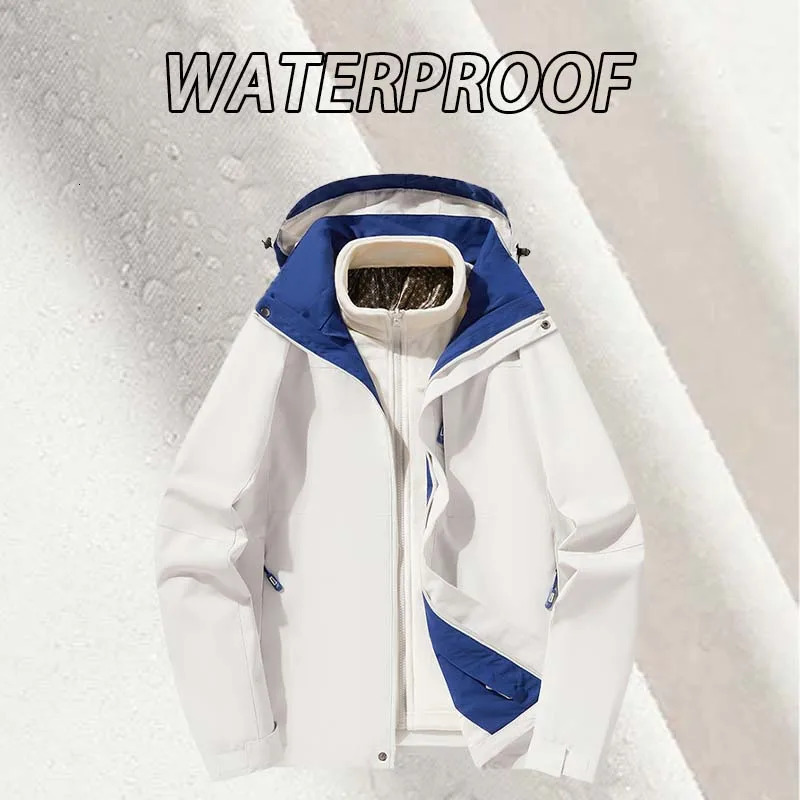 Winter Men Outdoor Waterproof 3in1 Hiking Jacket Women Windproof Windbreaker Camping Sports Antifouling Warm 250207