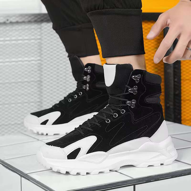 Winter Plush Height Increasing Comfort Suede Platform Men Boots Fashion Trendy Black Men's High Top Sneakers