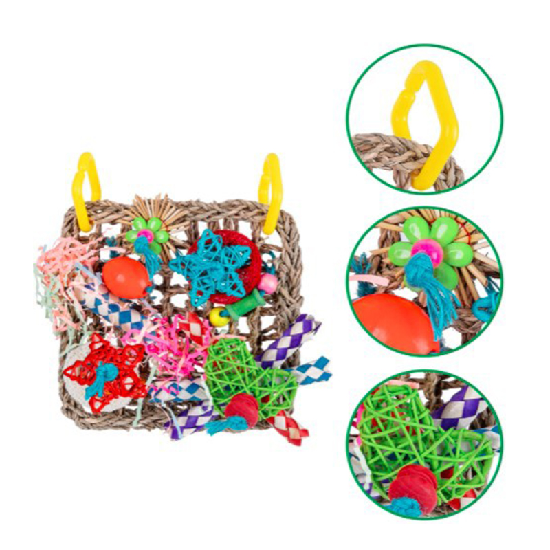 Parrot gnawing toy bird supplies grass net colorful woven tube loofah grass silk paper silk gnawing toy climbing