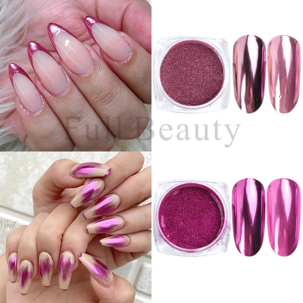 Chrome Nail Powder Gold Silver Pink Metallic Rub Dust Mirror Effect For Nails Chameleon Pigment Glitter Manicure Decor NTCASX 250115