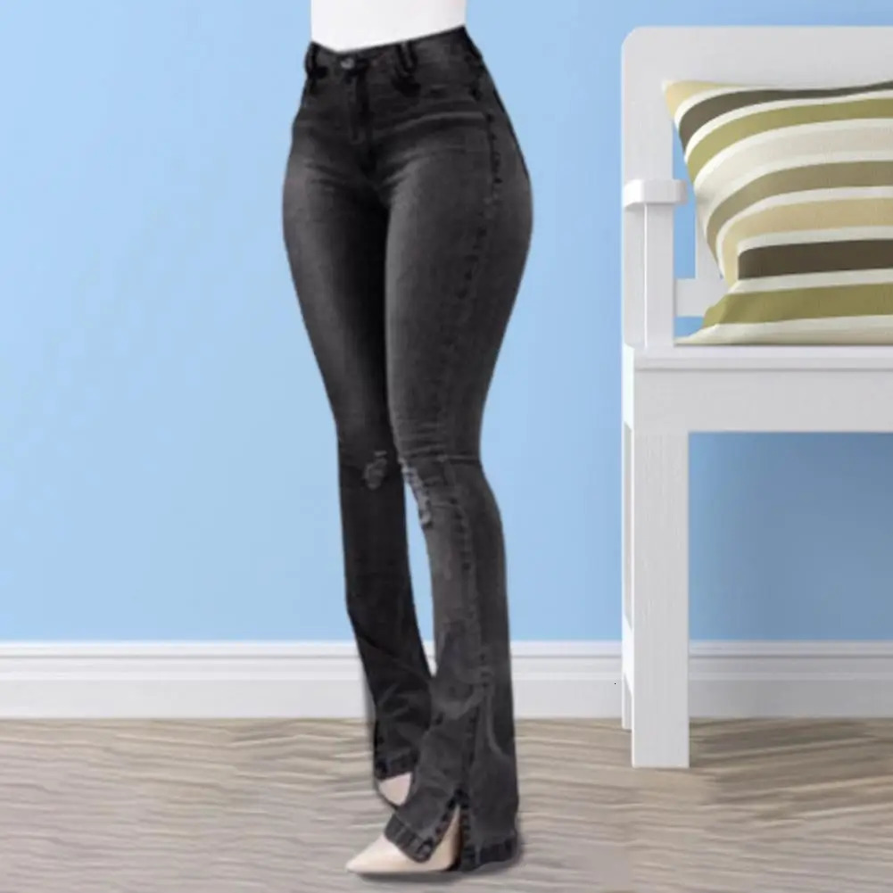 Fall Women High Waist Boot Cut Jeans Fashion Slim Denim Flared Pants Street Casual Trousers S-3XL Drop 250206