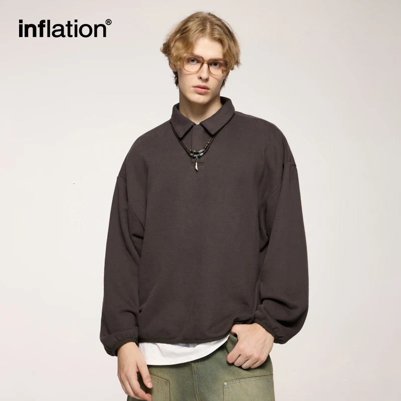 INFLATION Premium Comfort Quarter Sweatshirt Unisex 365 gsm Velvet Polo Neck 250207