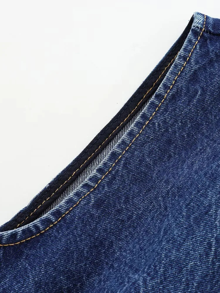 Autumn and Winter Arrivals Casual Allmatch Round Neck Sleeveless Blue Slim Waist Denim Vest 250207
