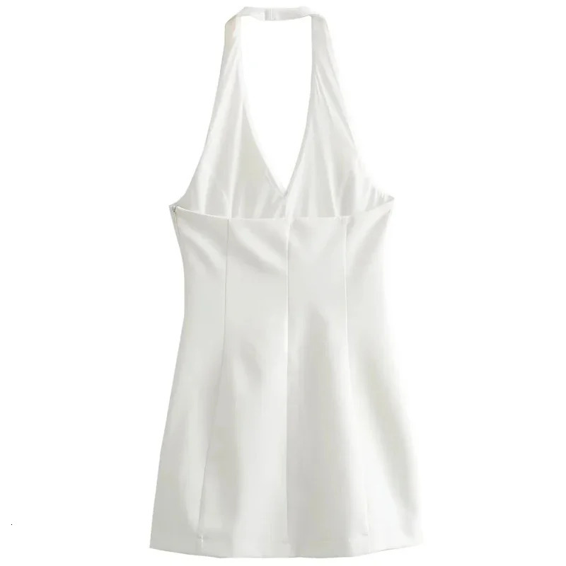 Mini spaghetti strap dress fashionable summer 2024 womens Vneck sleeveless backless slim fit ious elegant 250208Z