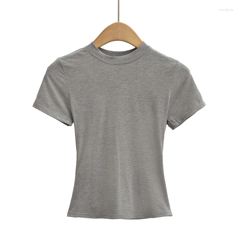 Womens T Shirts 2025 High Quality Casual Shirt Sexy Slim Short Sleeves Fashion Trend Solid Women Clothing Tops