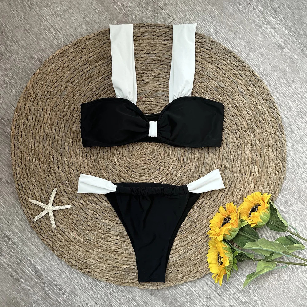 Black Bikini 2024 Sexy Micro Female Set Women Swimsuits Swimwear Brazilian Biquini Swimming Suit Solid Beachwear 250208Z